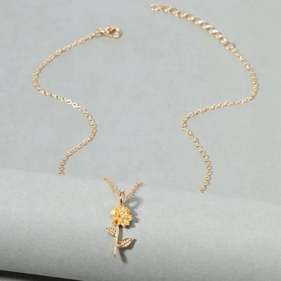 2/$10 NEW! Dainty Rose Flower Charm Necklace Dainty Cute Boho Sunmer - Picture 2 of 5
